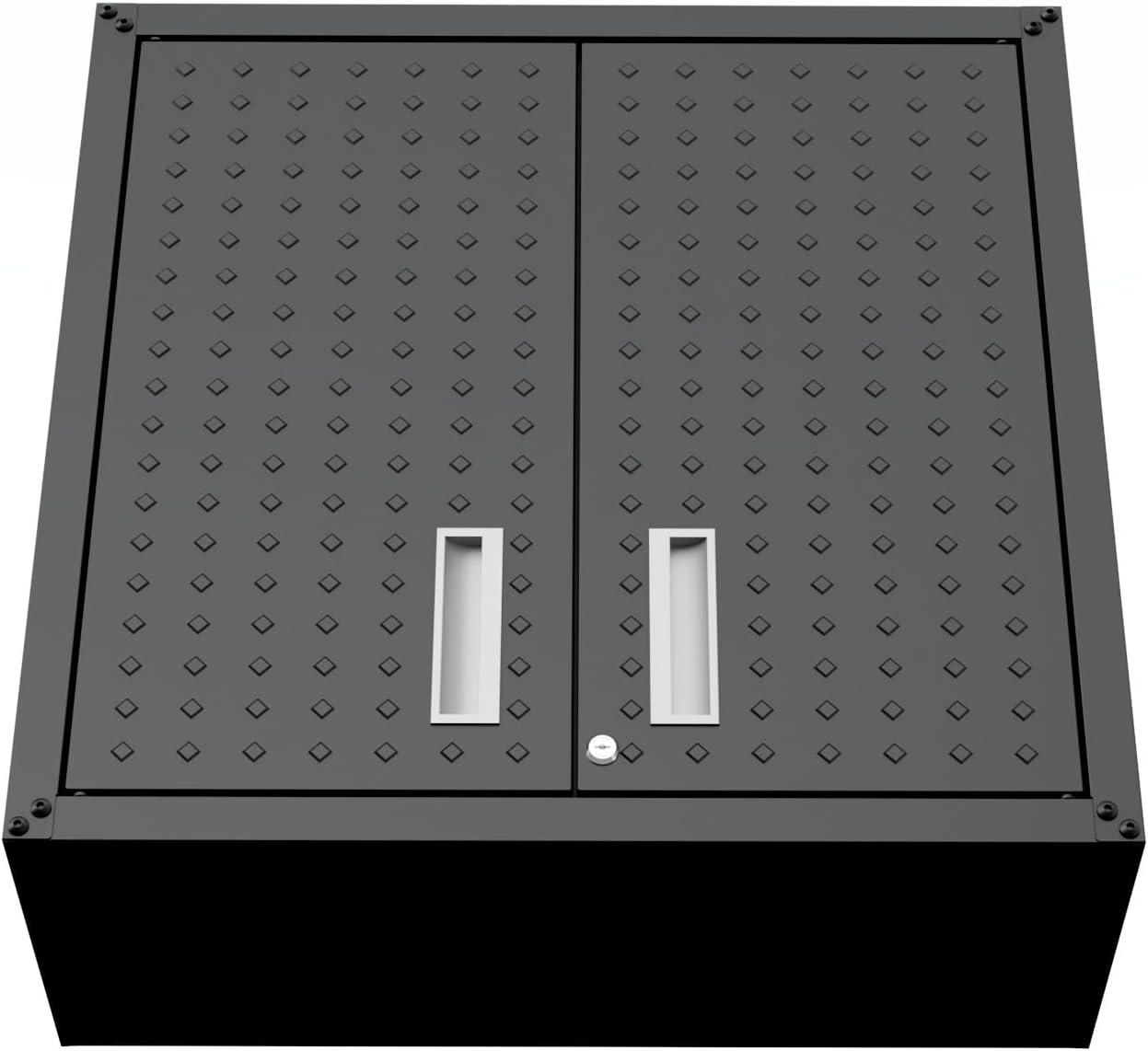 Manhattan Comfort Floating Metal Garage Cabinet Charcoal, Gray