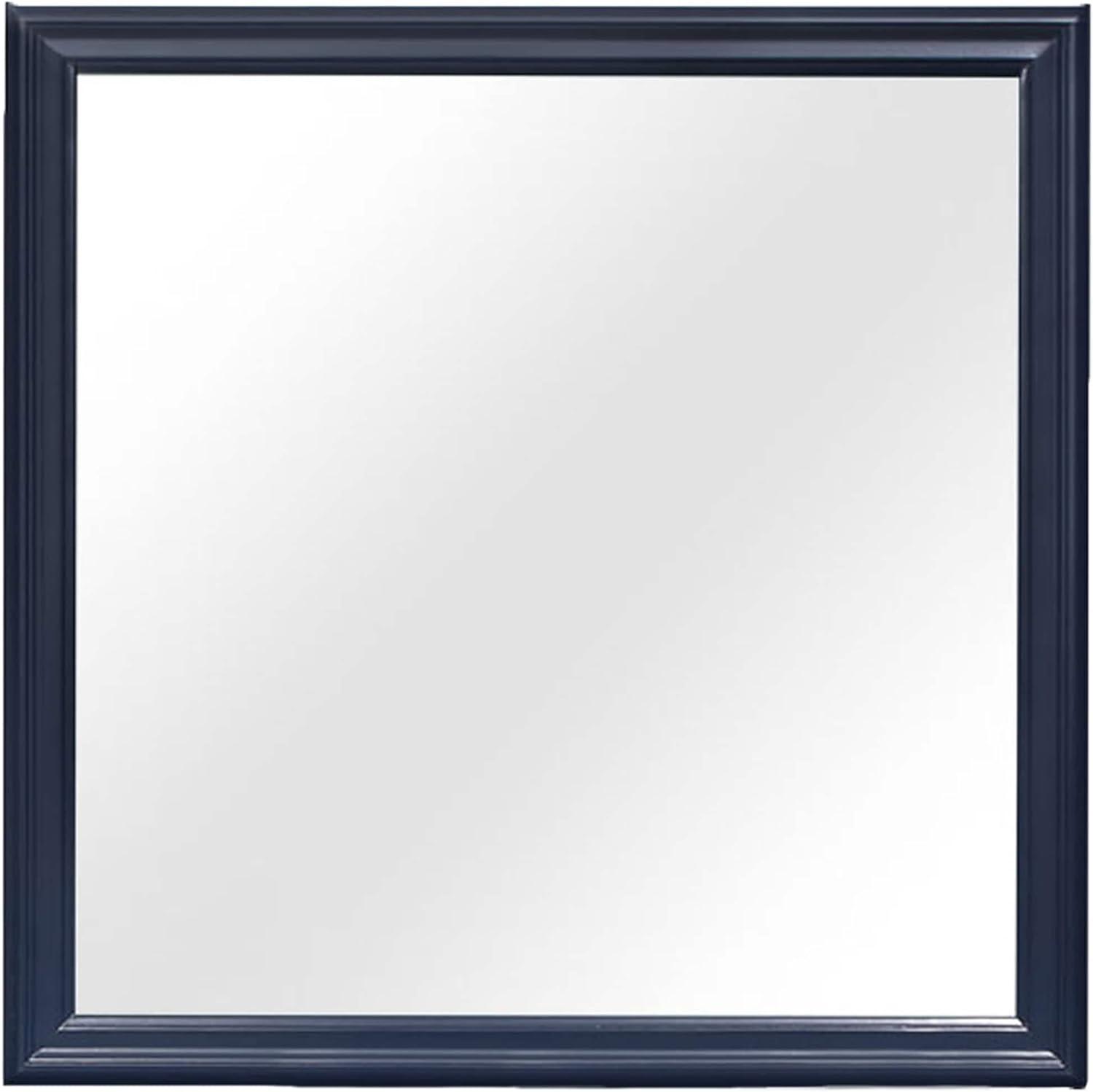 Charlie Blue Square 38" Wood Frame Wall Mirror