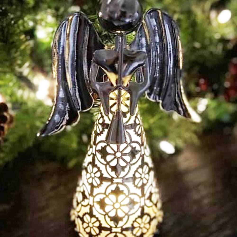 9" Pre-Lit LED Tabletop Angel Decorative Figurine Silver - Haute Décor
