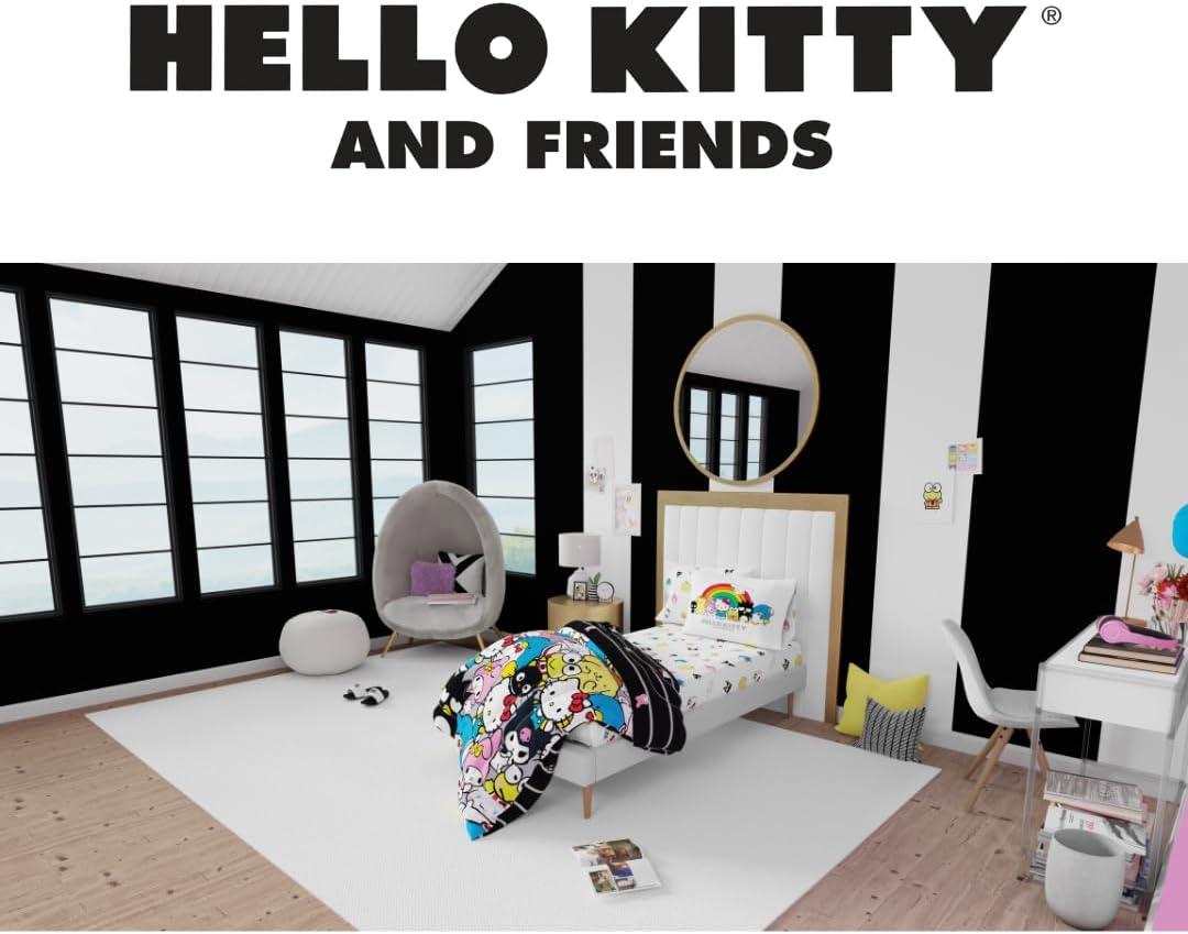 Hello Kitty & Friends Collectibles Bedding 5 Piece Super Soft Comforter and Sheet Set with Sham, Twin, (Official Licensed Product)