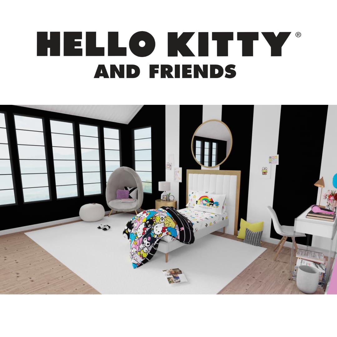 Hello Kitty & Friends Collectibles Bedding 5 Piece Super Soft Comforter and Sheet Set with Sham, Twin, (Official Licensed Product)