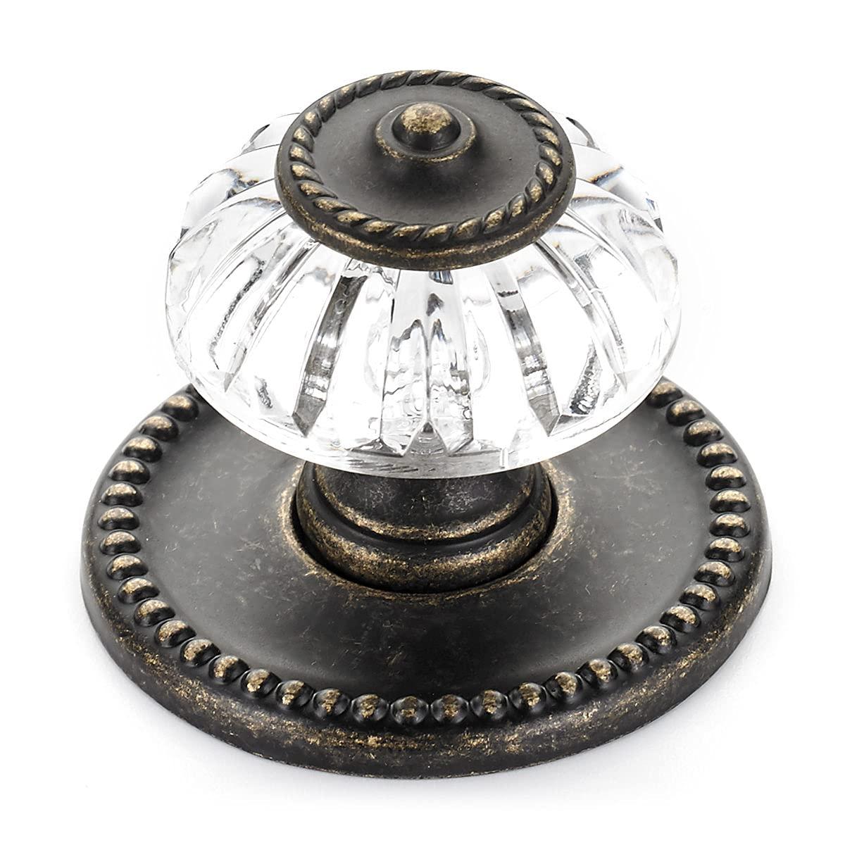 Richelieu Hardware BP16063244BB Montreuil 1 5/16-inch (33 mm) Clear and Burnished Brass Eclectic Cabinet and Drawer Knob
