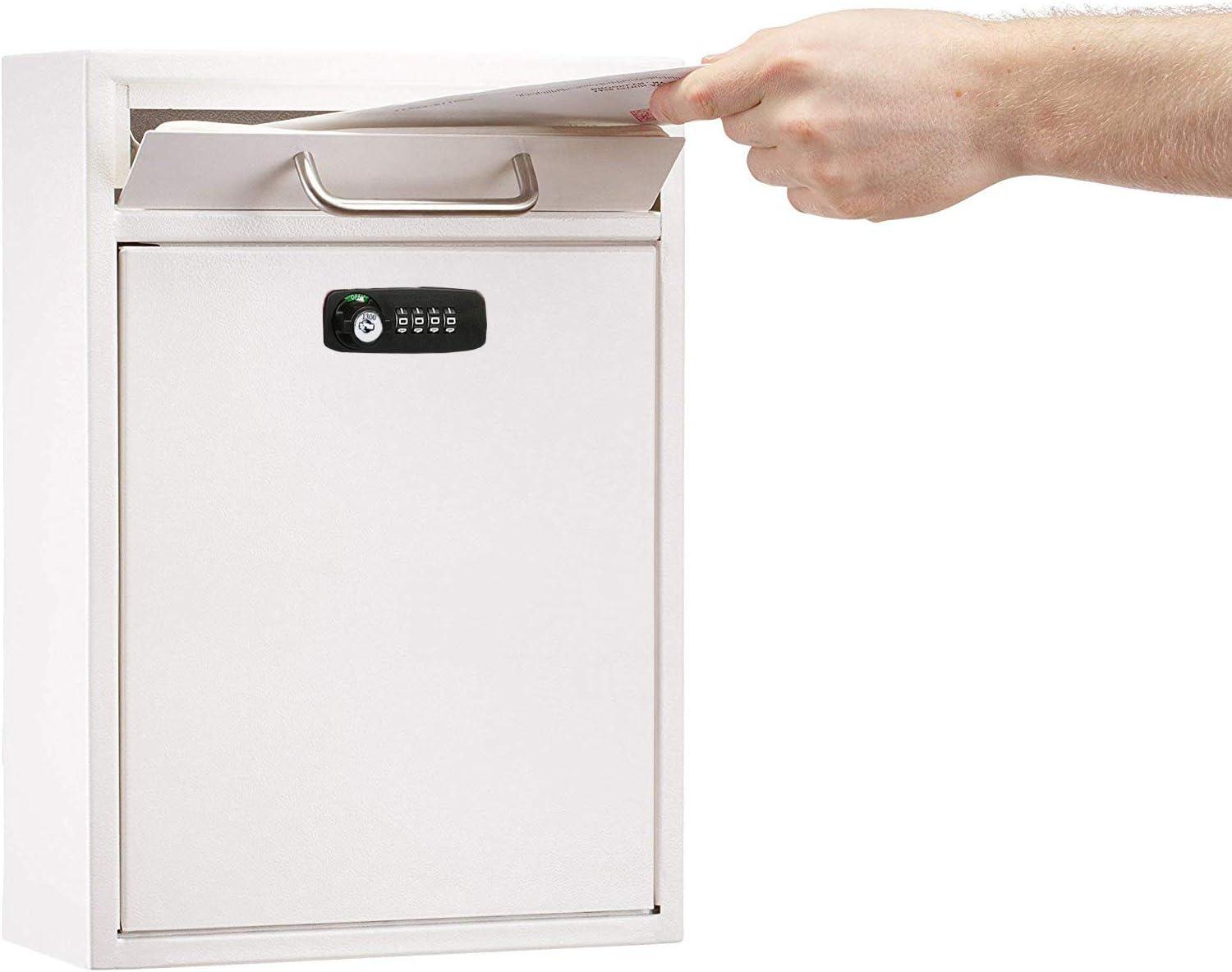 Large Mail Wall-Mount Secure Drop Box with Key and Combination Locking System