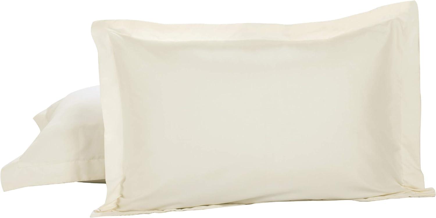 Ivory Cotton Blend Standard Pillow Shams with Flange, 2-Pack