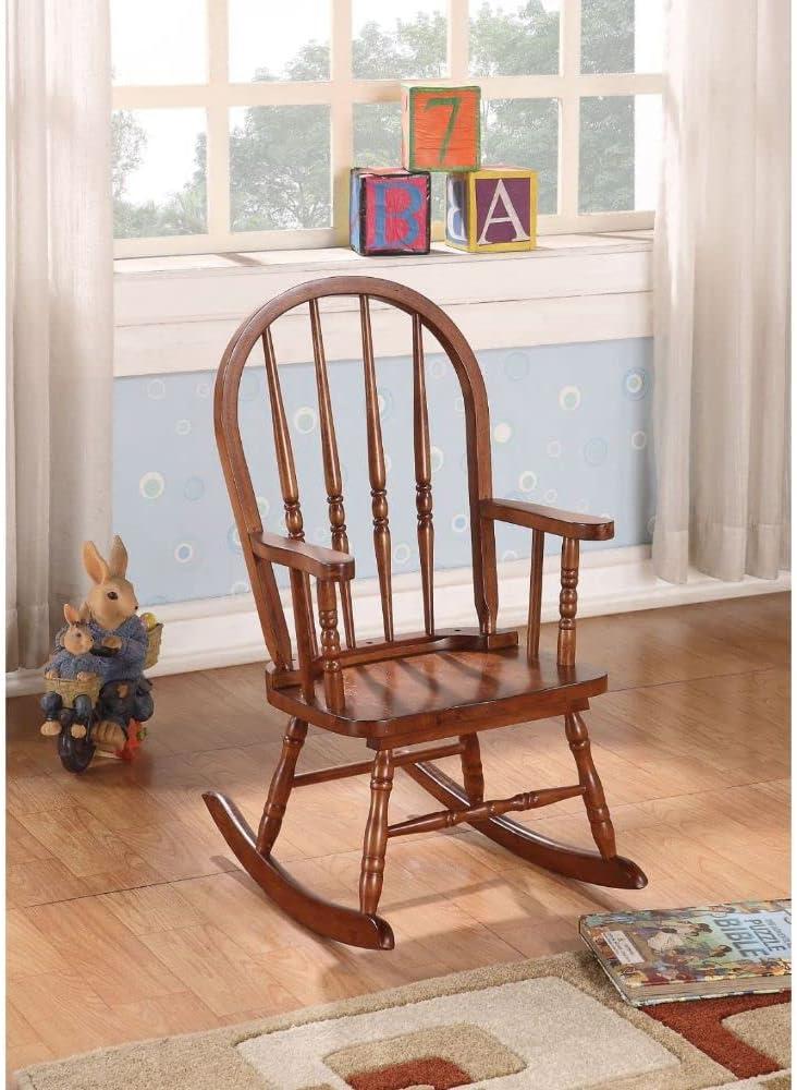 Elegant Wooden Rocking Chair Tobacco Brown - Saltoro Sherpi