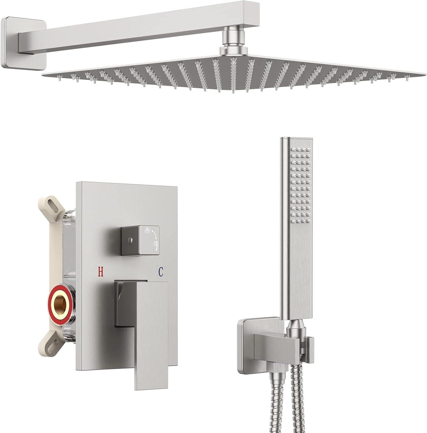 10-Inch Brushed Nickel Wall-Mounted Rain Shower System