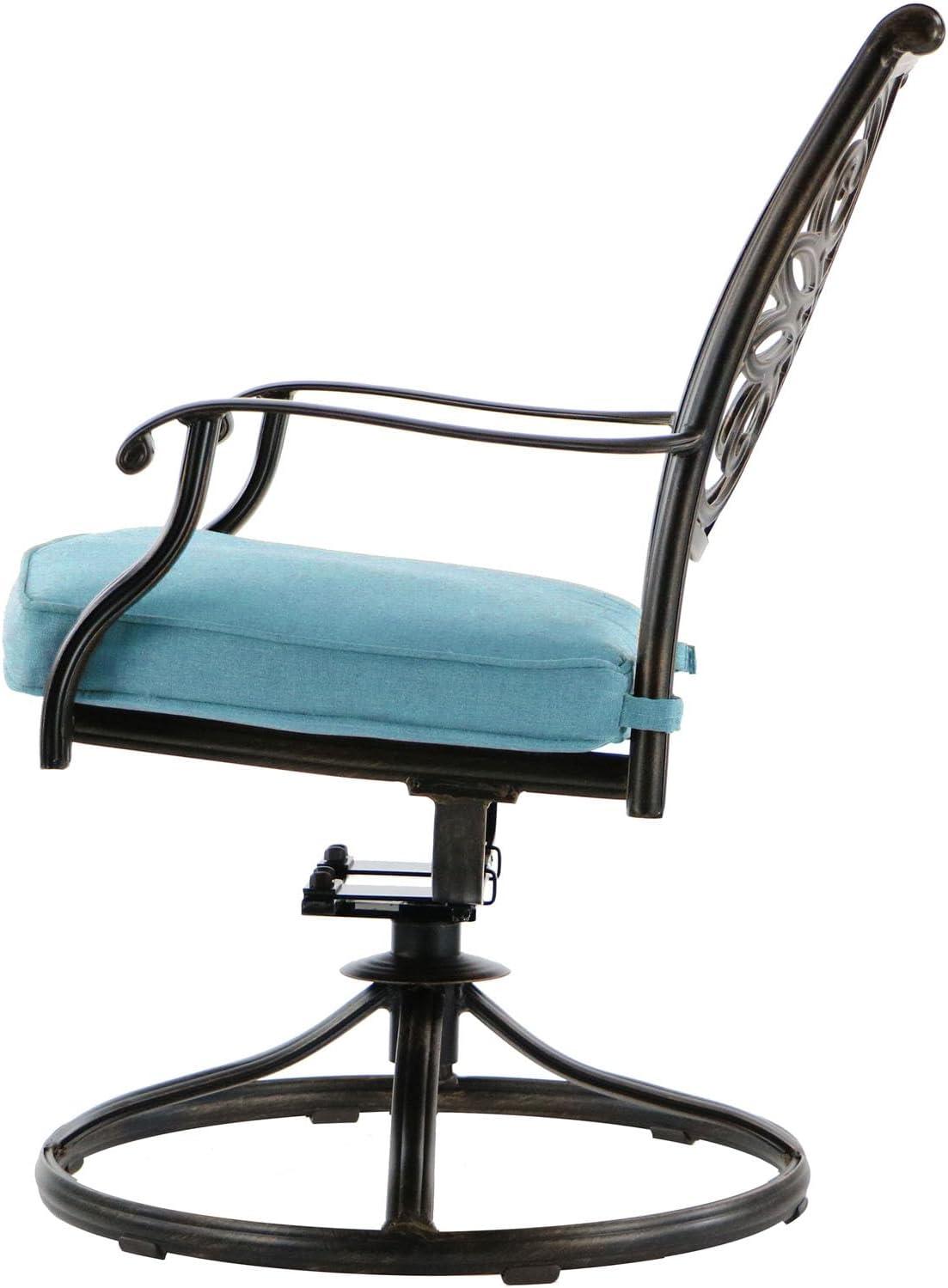 Hanover Traditions 7-Piece Dining Set in Blue with Extra Large Glass-Top Dining Table