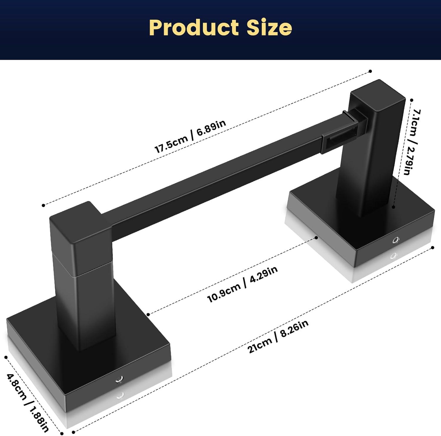 Matte Black Stainless Steel Double Post Pivoting Toilet Paper Holder