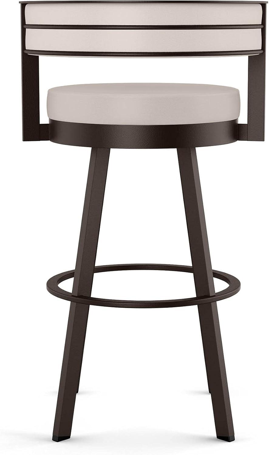 26" Browser Swivel Counter Height Barstool with Upholstered Seat Beige - Amisco
