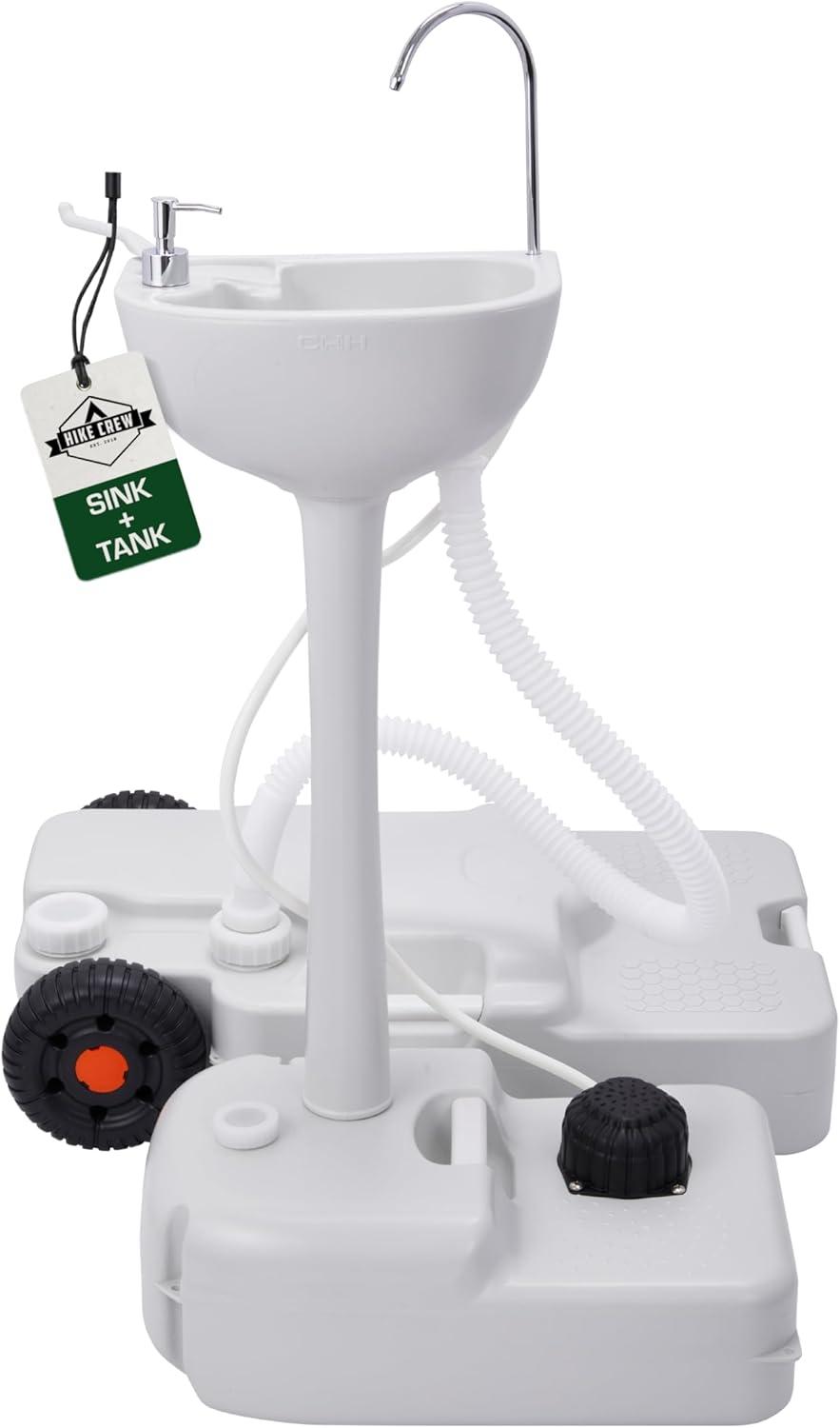 Hike Crew Portable Sink & Waste Tank, Portable Hand Washing Station W/4.5 Gal Capacity & 8 Gal Tank