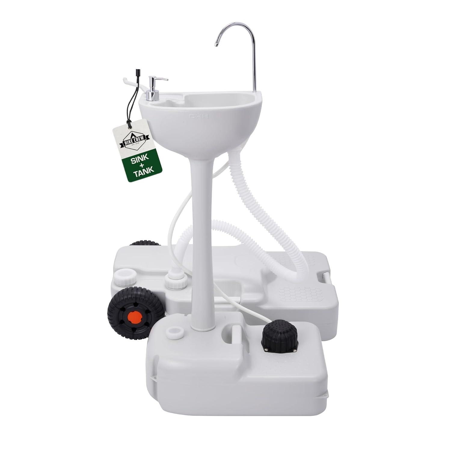 Hike Crew Portable Sink & Waste Tank, Portable Hand Washing Station W/4.5 Gal Capacity & 8 Gal Tank