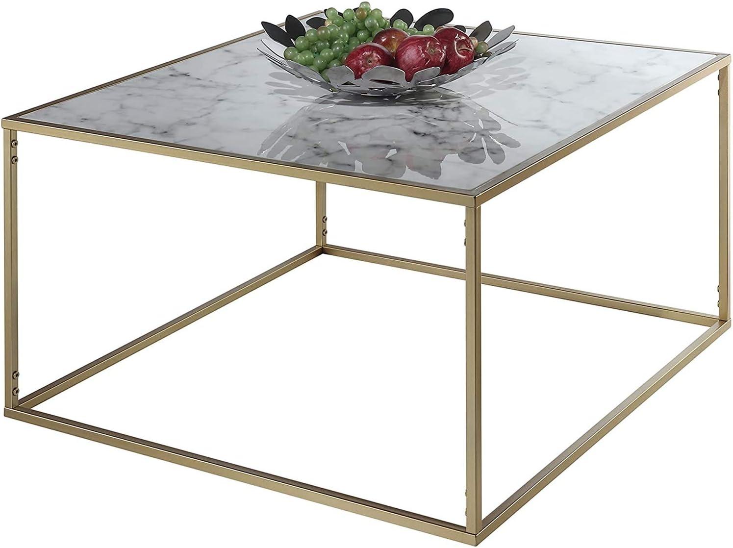 Convenience Concepts Gold Coast Faux Marble Coffee Table, Gold/Faux Marble