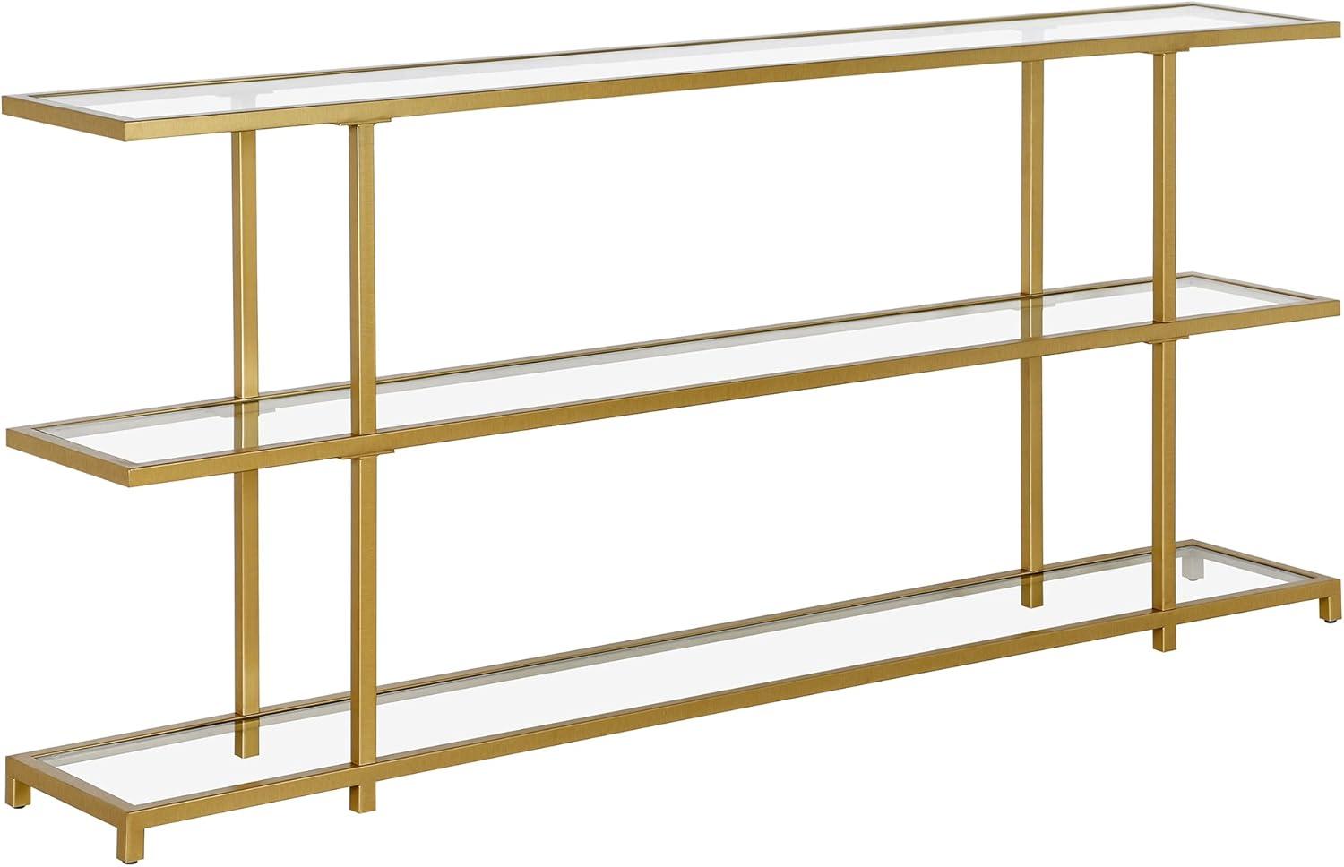 Evelyn&Zoe Greenwich 64" Wide Rectangular Console Table, Brass