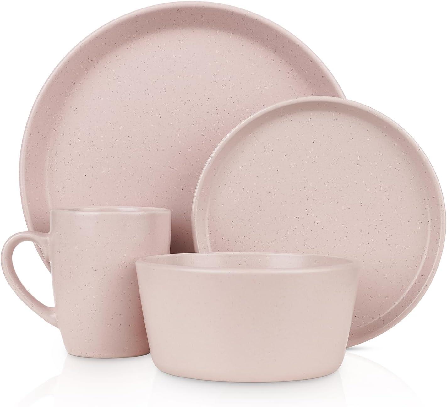 Stone Lain Albie 16-Piece Dinnerware Set Stoneware, Pink