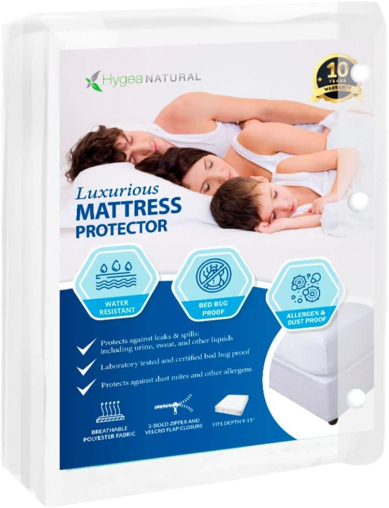Hygea Natural Waterproof Zipper Mattress Protector Case Pack