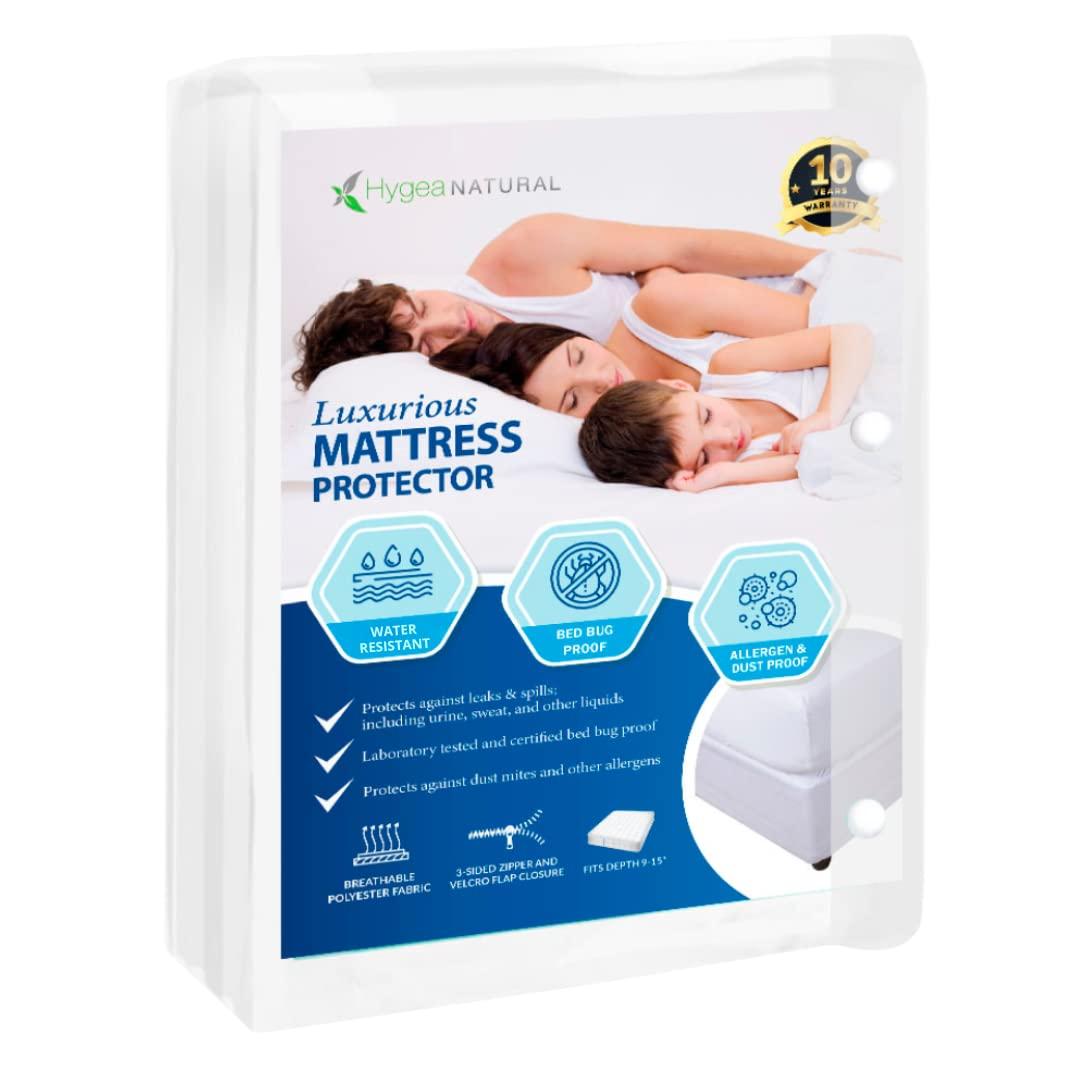 Hygea Natural Waterproof Zipper Mattress Protector Case Pack
