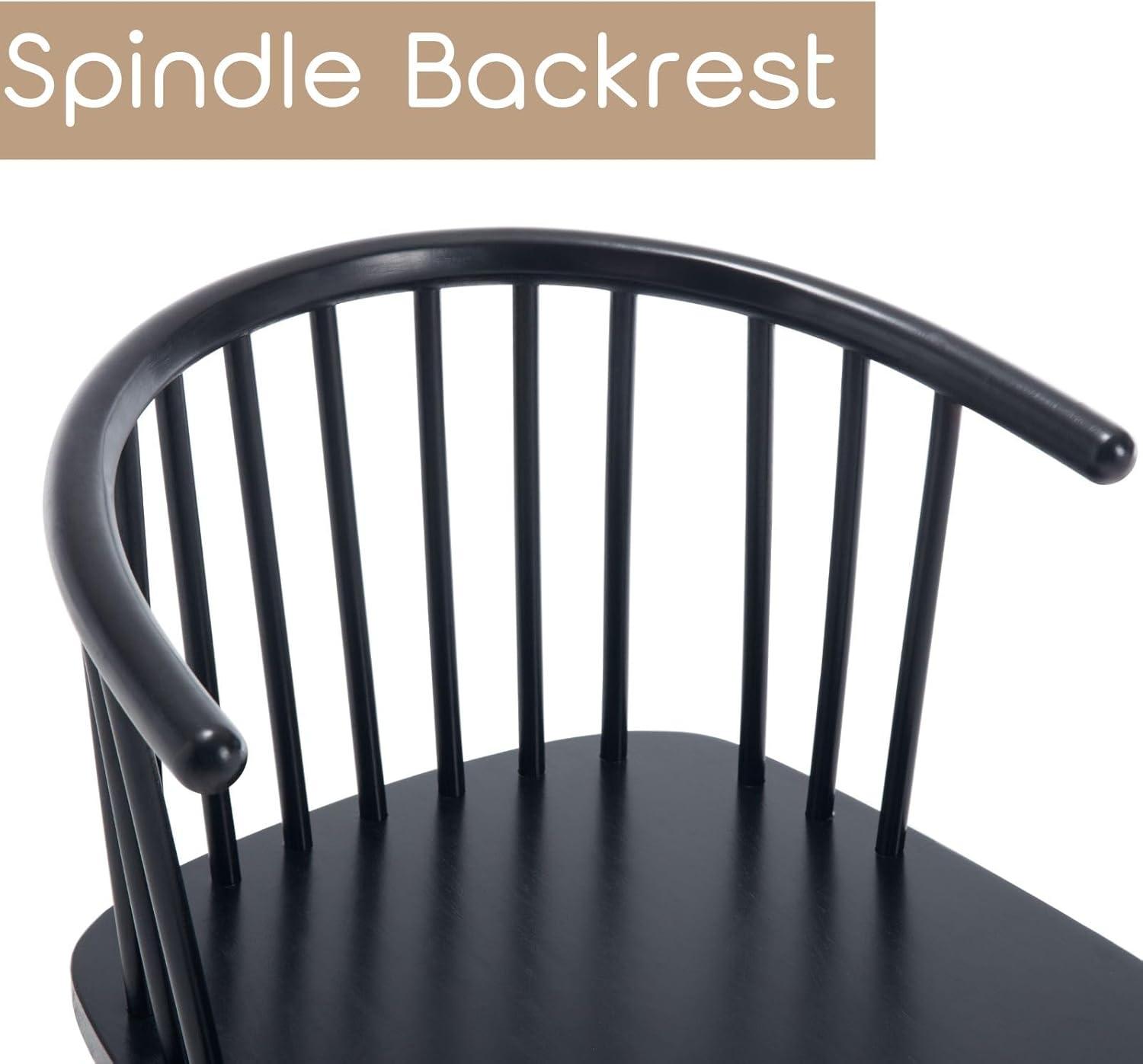 Black High-Back Wood Windsor Side Chairs, Set of 2