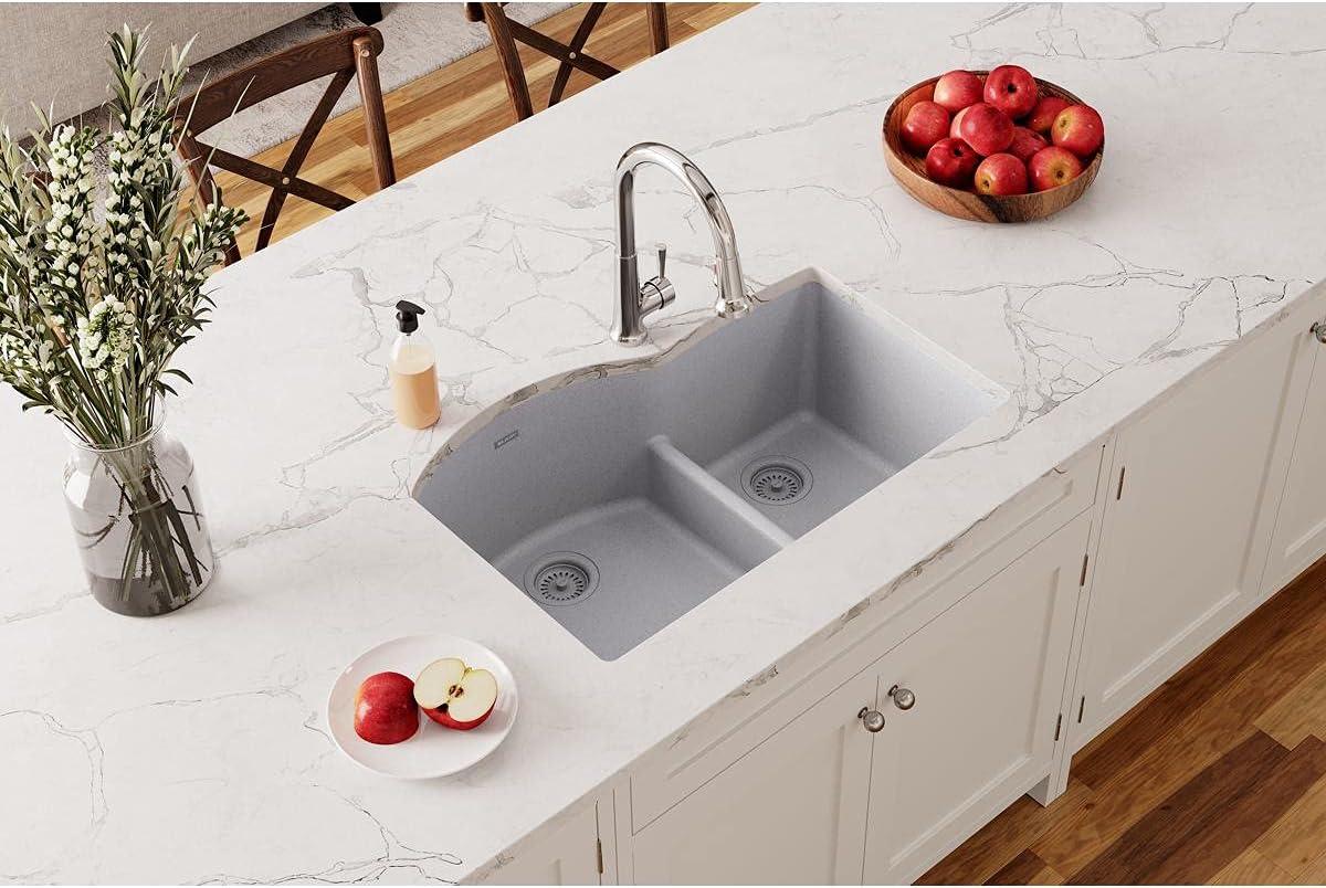 Quartz Classic 33" x 22" x 10" Double Basin Undermount Kitchen Sink