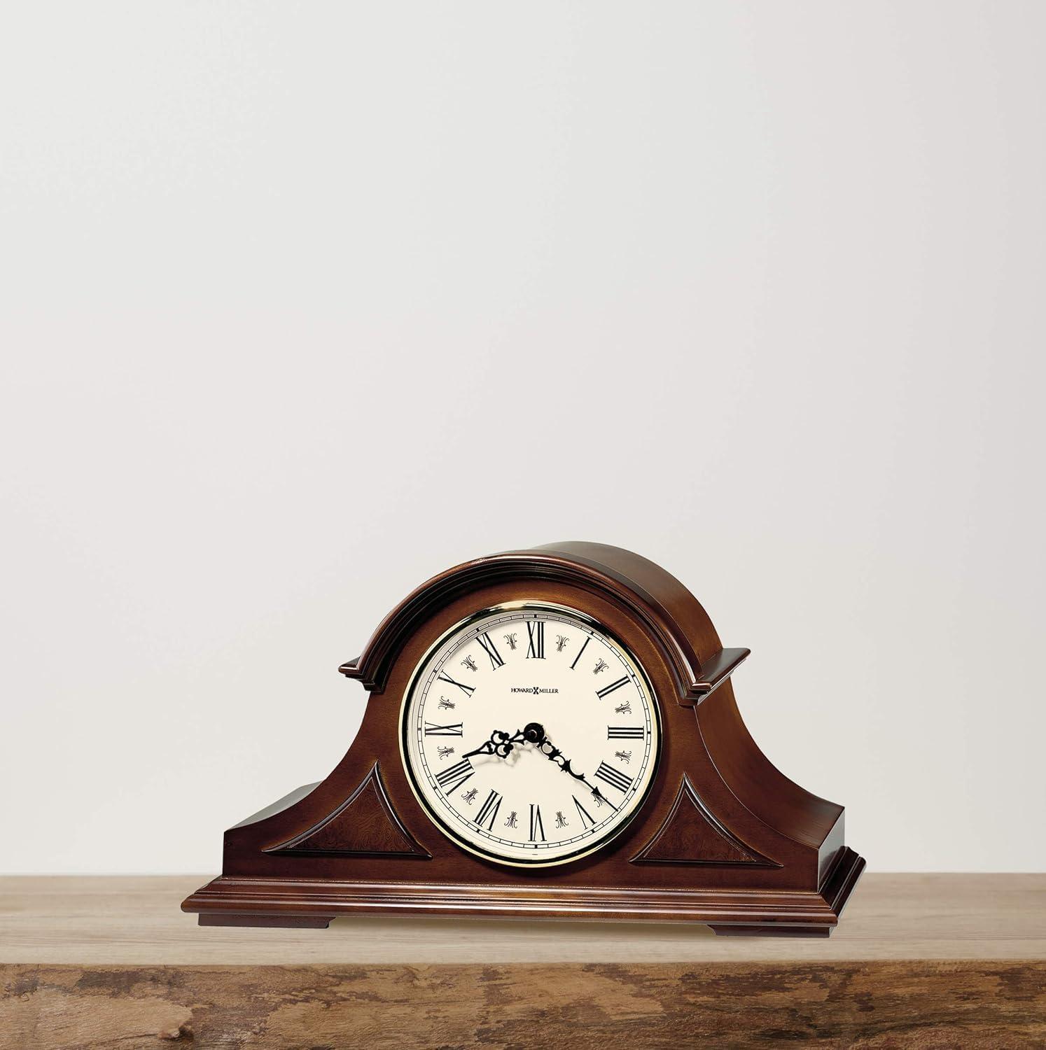 Burton II Traditional Roman Numeral Quartz Movement / Crystal Tabletop Clock in Windsor Cherry