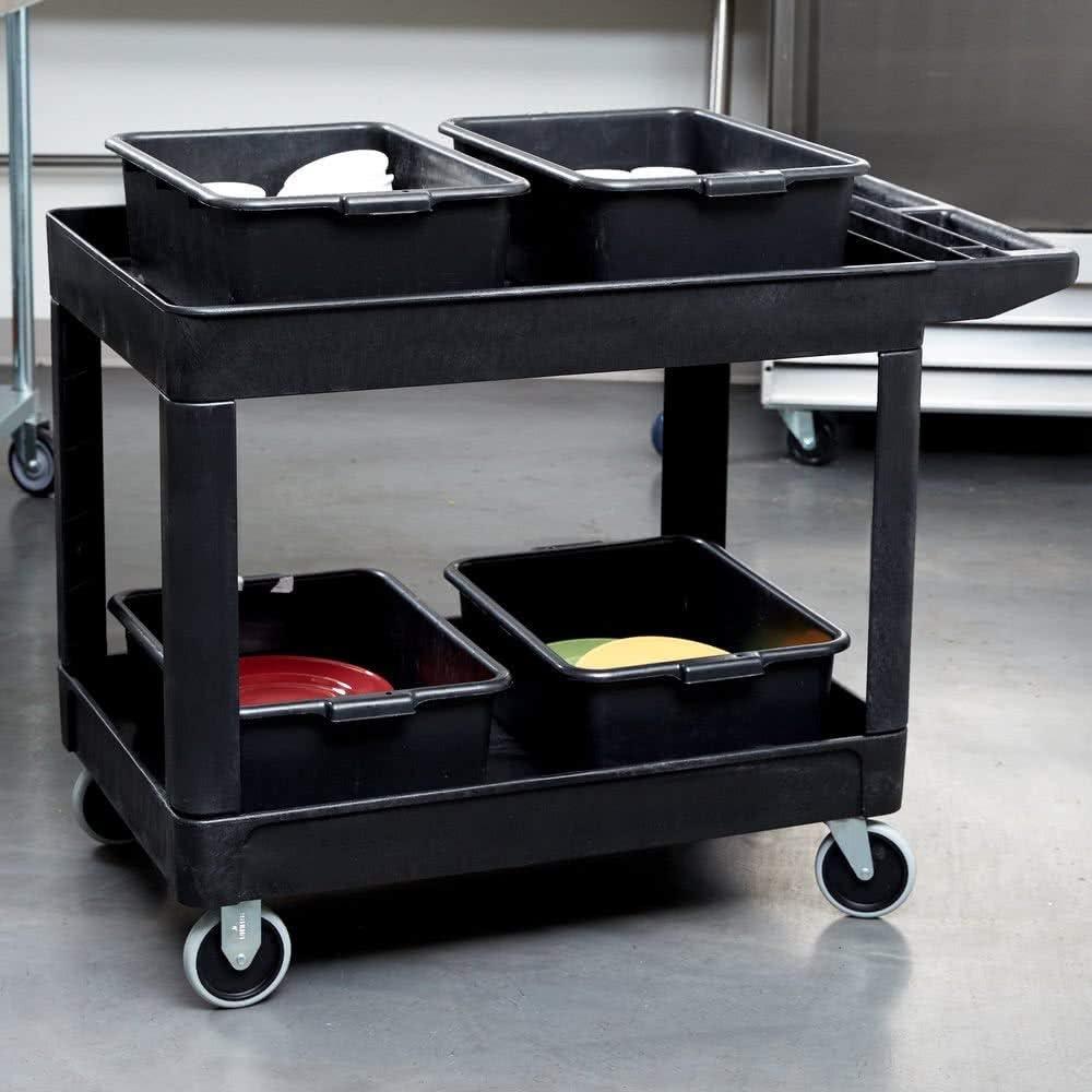 Rubbermaid Heavy Duty 2-Shelf Utility Cart With Lipped Shelf Medium