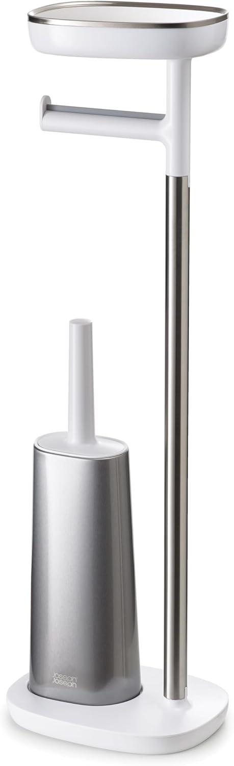 Joseph Joseph EasyStore Plus Free Standing Toilet Paper Holder with Flex Steel Toilet Brush