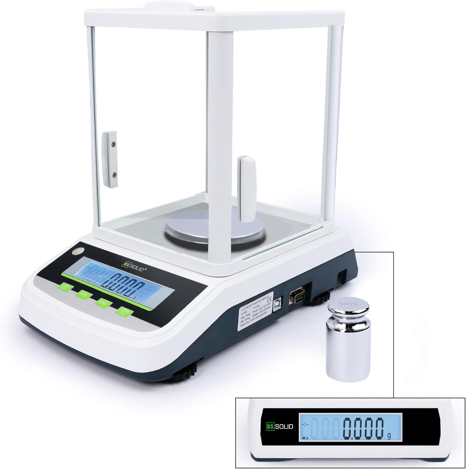 U.S. Solid 1mg Analytical Balance 300g x 0.001g High Precision Digital Lab Scale with 2 LCD Screens