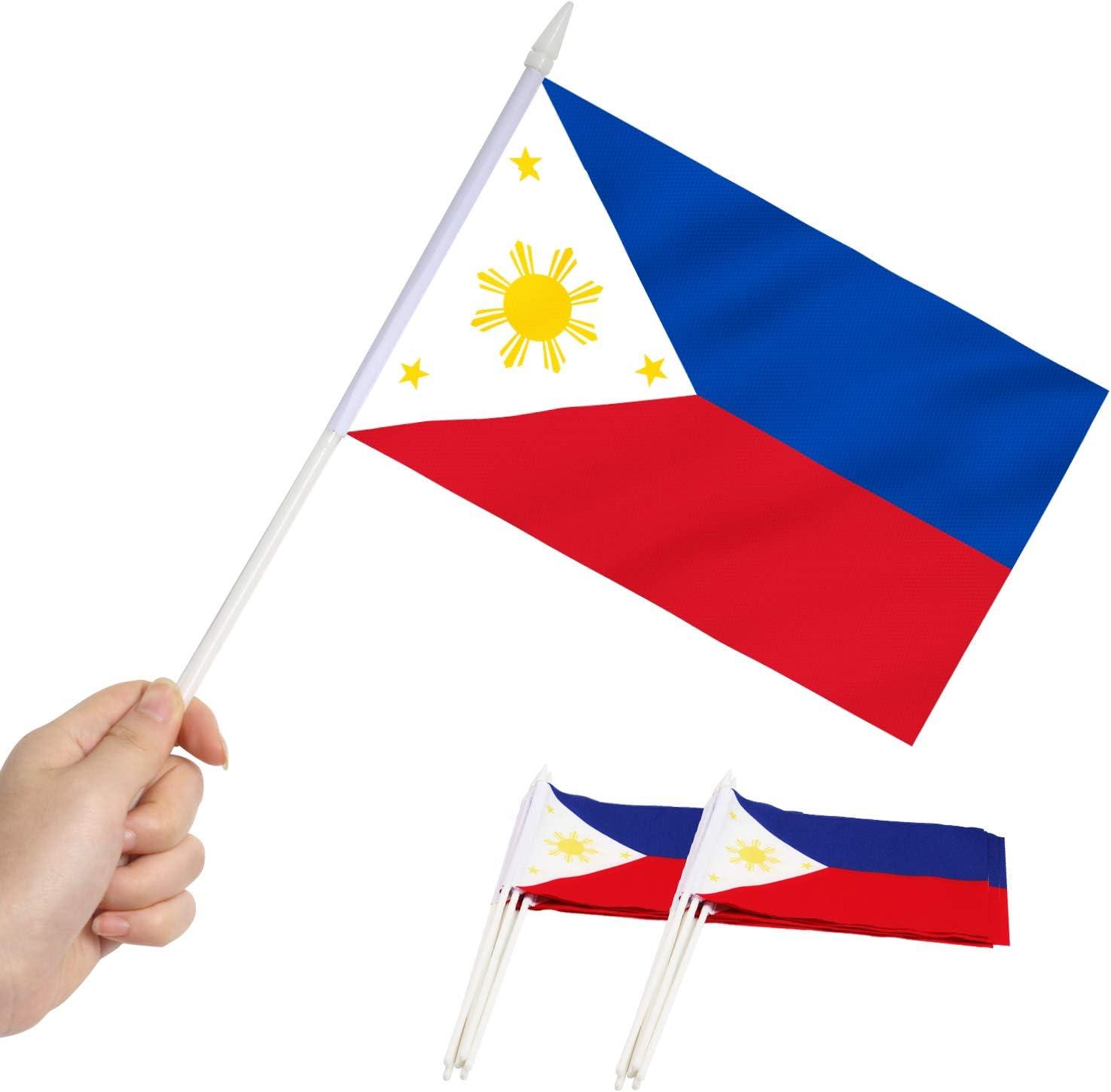 Anley Philippines Mini Flag 12 Pack - Hand Held Small Miniature Philippine Flags 5x8 Inch