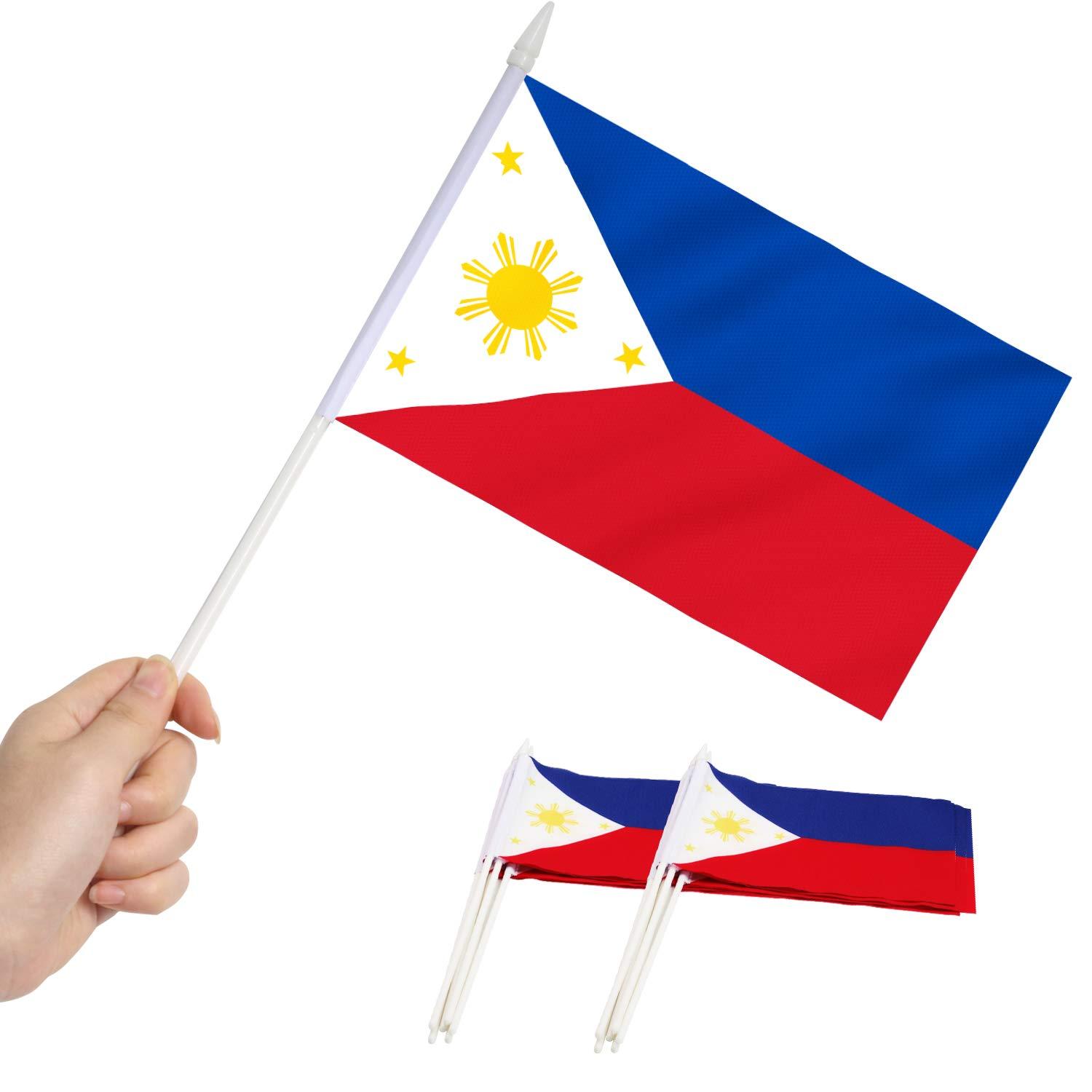 Anley Philippines Mini Flag 12 Pack - Hand Held Small Miniature Philippine Flags 5x8 Inch