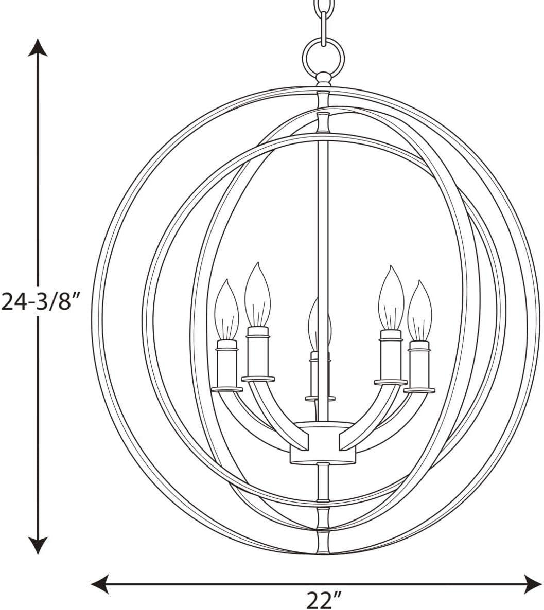 Progress Lighting Equinox 5-Light Chandelier Pendant, Steel, Antique Bronze, No Shade