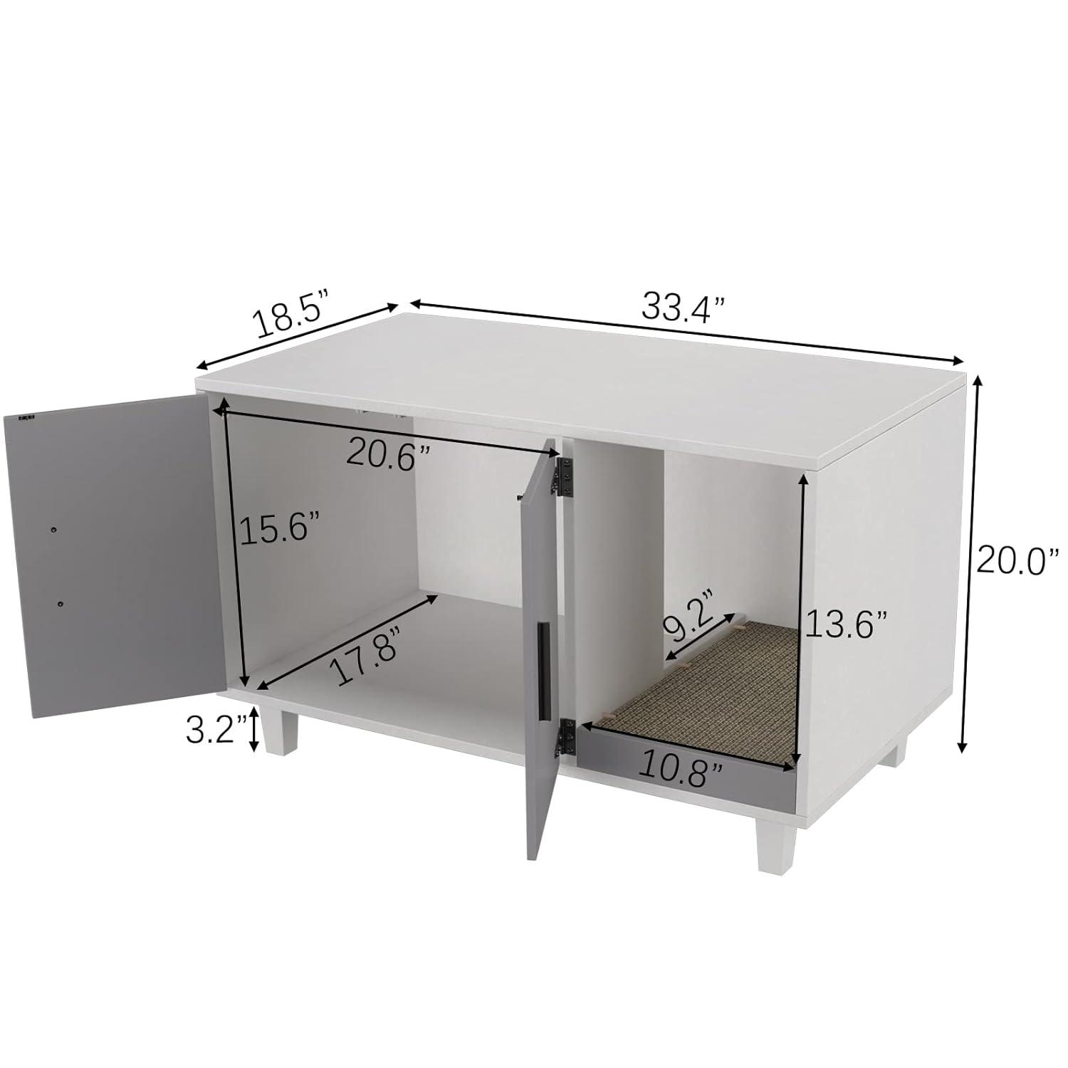 GDLF Pet Crate Cat Washroom Hidden Litter Box Enclosure  as Table Nightstand with Scratch Pad,Stackable