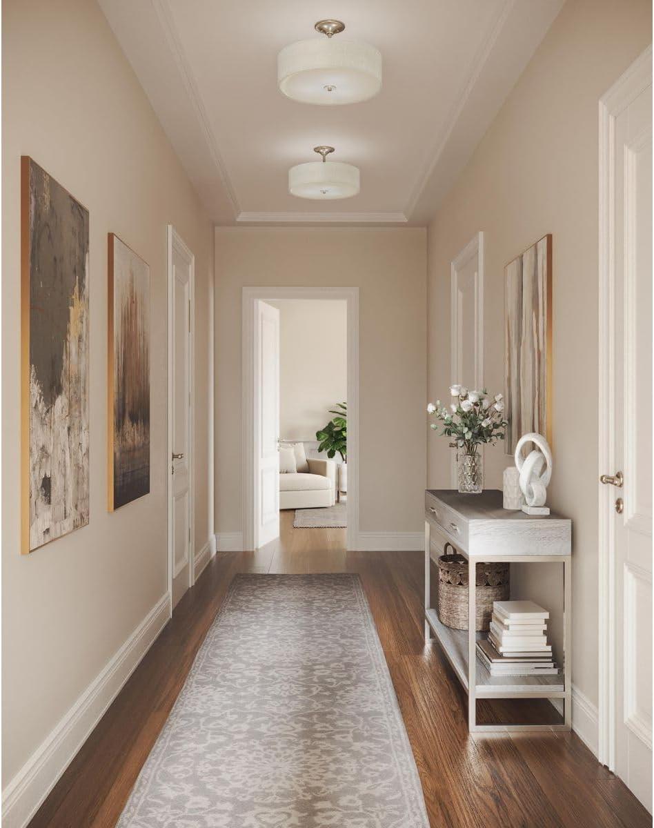 Progress Lighting Inspire 3-Light Semi-Flush Mount, Brushed Nickel, Off-White Linen Shade