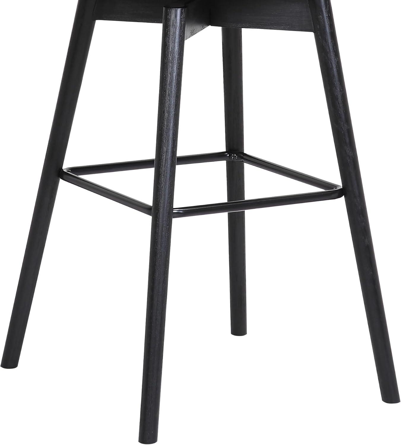 Armen Living Indoor Sicily 26" Swivel Black Wood Counter Stool in Gray Faux Leather