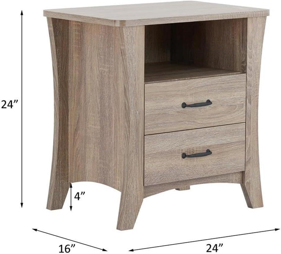 24" Colt Accent Table Rustic Natural - Acme Furniture: Engineered Wood Nightstand with Open Storage, 2 Drawers