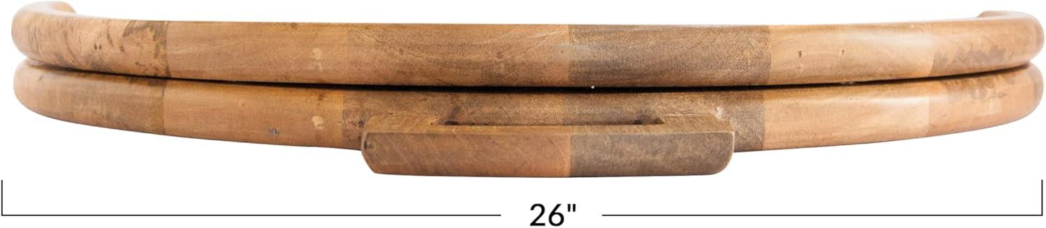 Natural Mango Wood and Gold Stainless Steel Folding Cheese Board