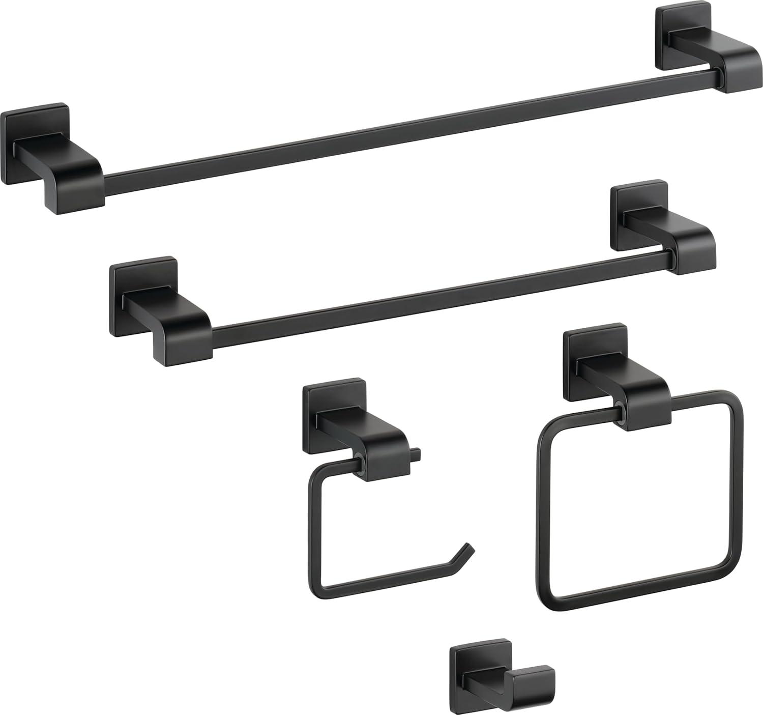 Delta Ara 24 in. Wall Mount Towel Bar Bath Hardware Accessory in Matte Black 77524-BL