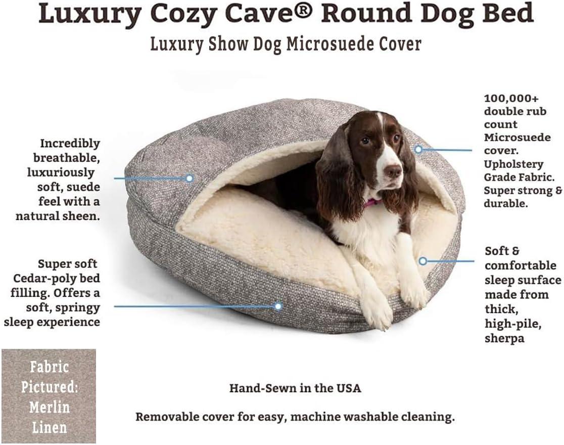 Snoozer Luxury Cozy Cave Dog Bed, Large, Palmer Indigo, Hooded Nesting Dog Bed