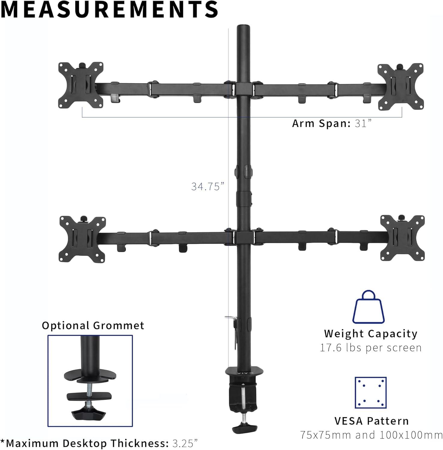 Vivo Quad Monitor Desk Mount