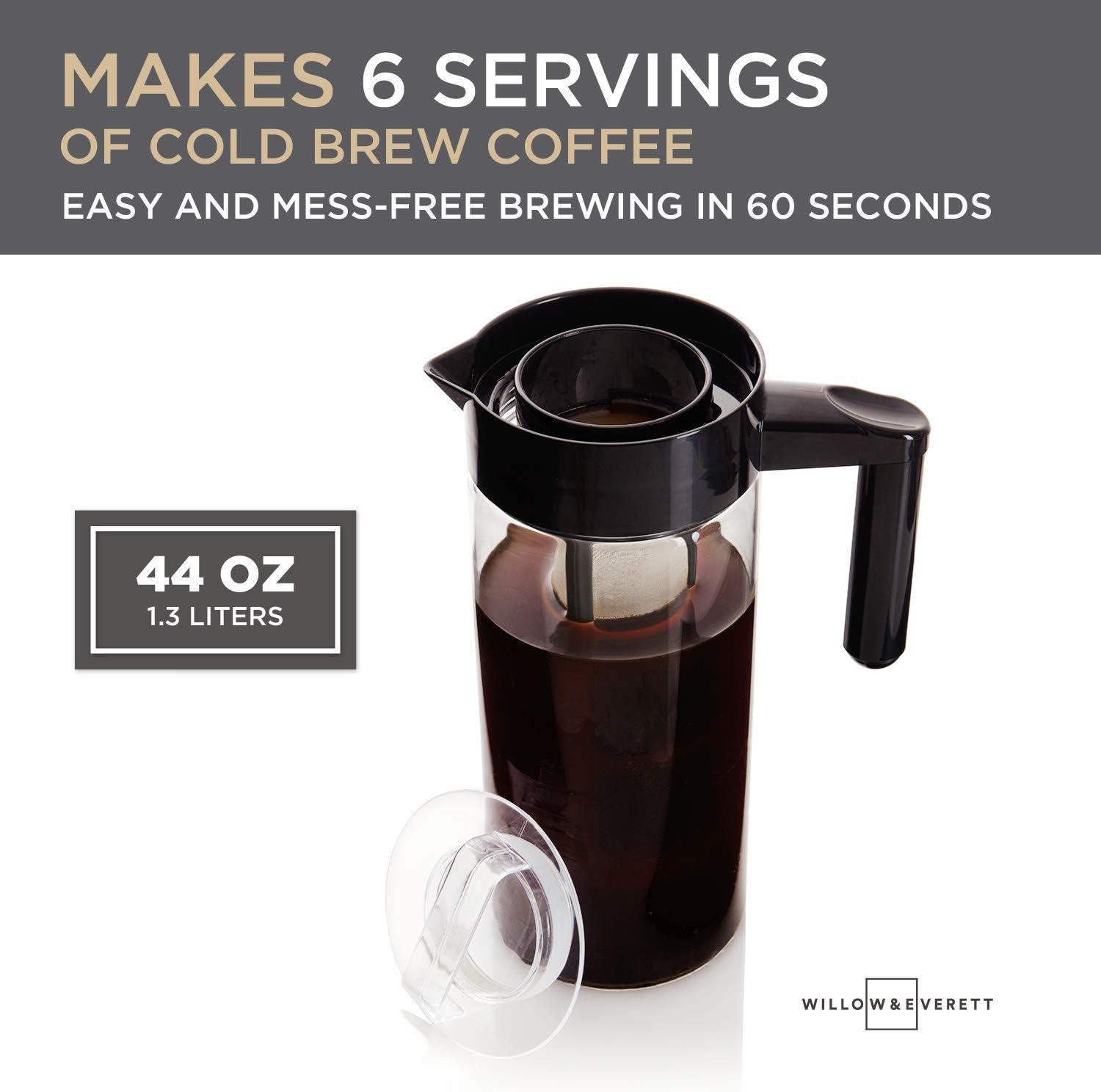 1.3L Glass Cold Brew Coffee Maker with Stainless Steel Filter