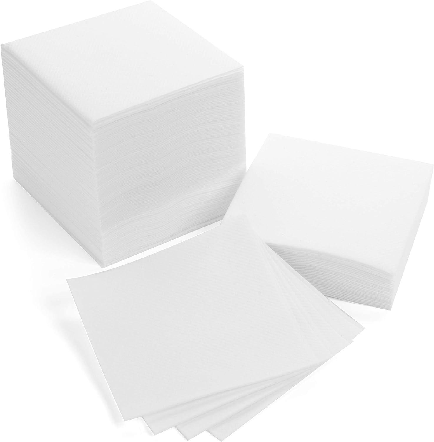 White Linen-Like Disposable Cocktail Napkins, 100-Pack, 4.75" x 4.75"