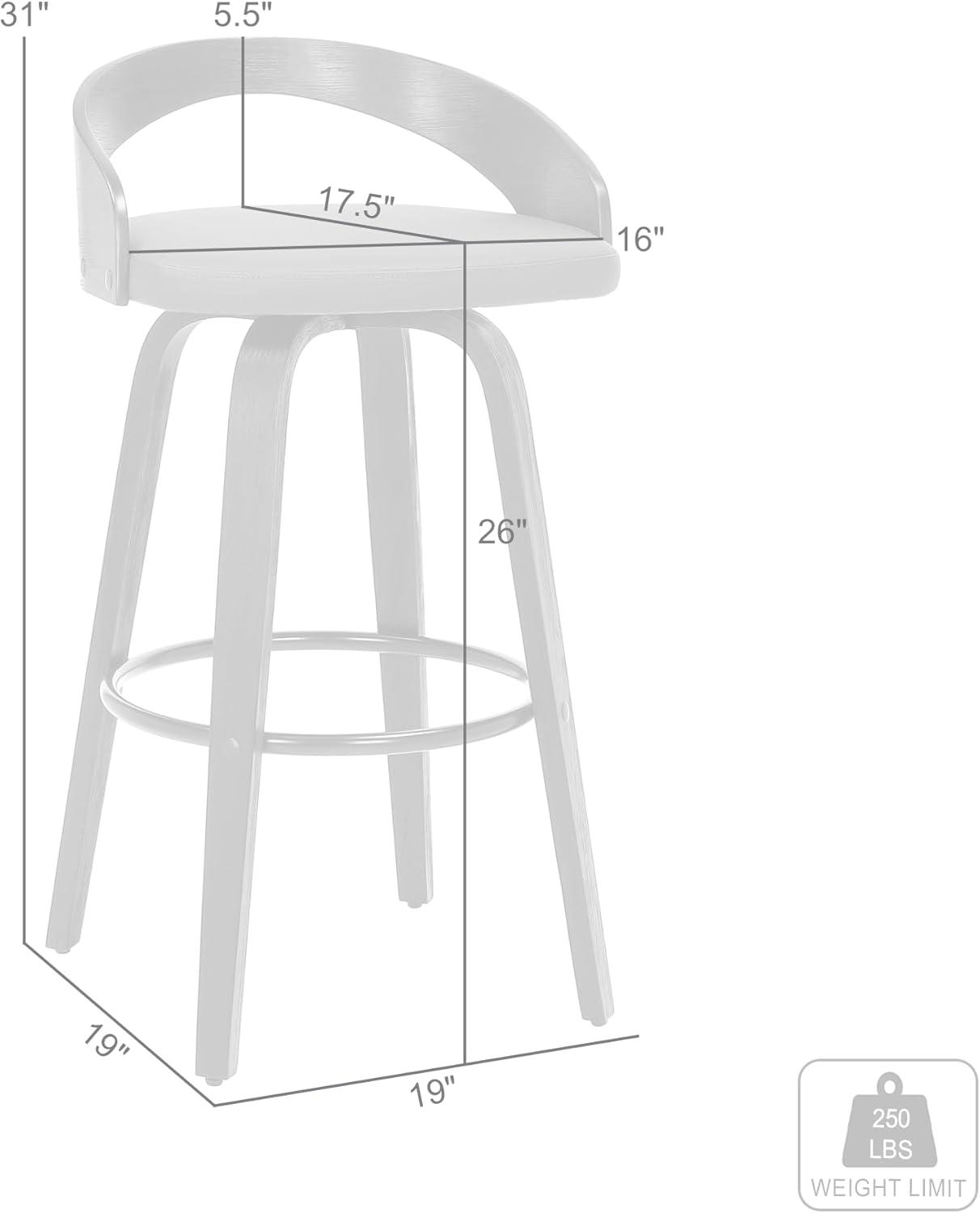 Sonia 26 in.  Counter Height Swivel Cream Faux Leather and Walnut Wood Bar Stool