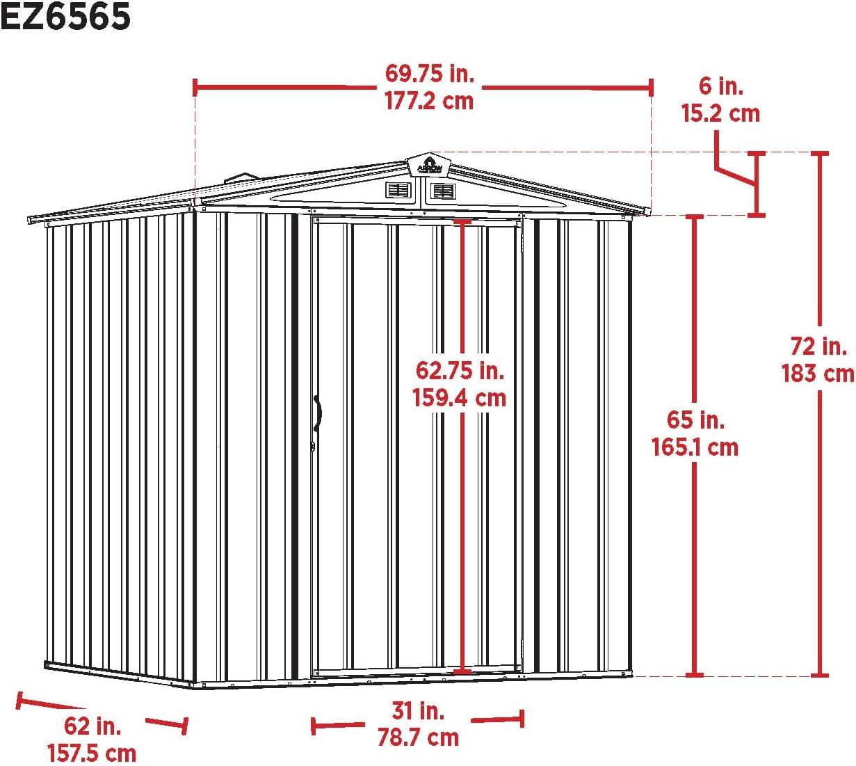 Cream and Charcoal 6' x 5' Steel Storage Shed with Swing Door