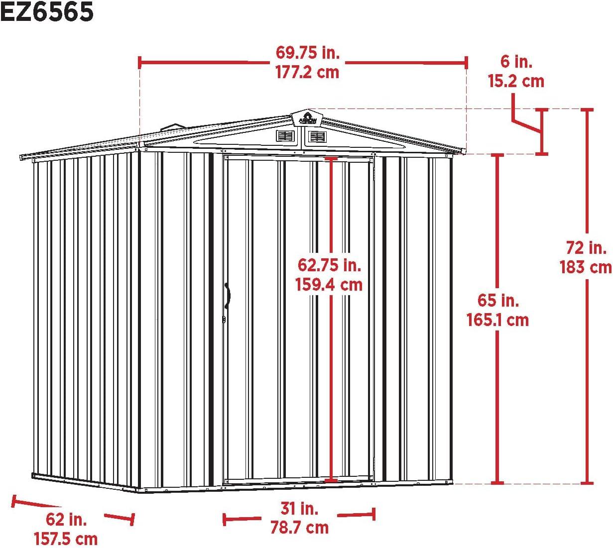 Arrow EZEE Shed 6 ft. W x 5 ft. D Metal Storage Shed