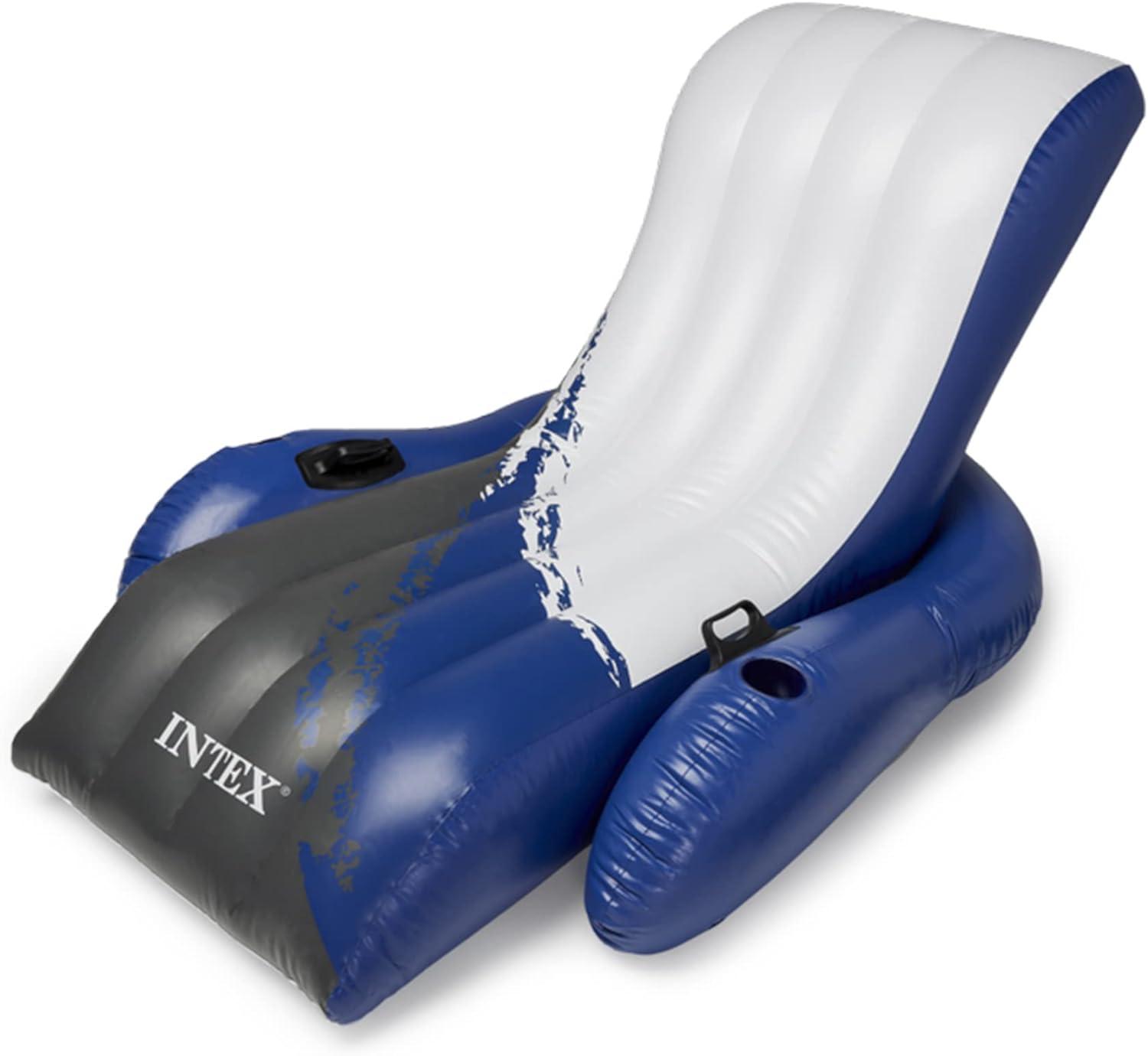 Intex Inflatable Floating Pool Recliner Chair with Cup Holders Large Outdoor