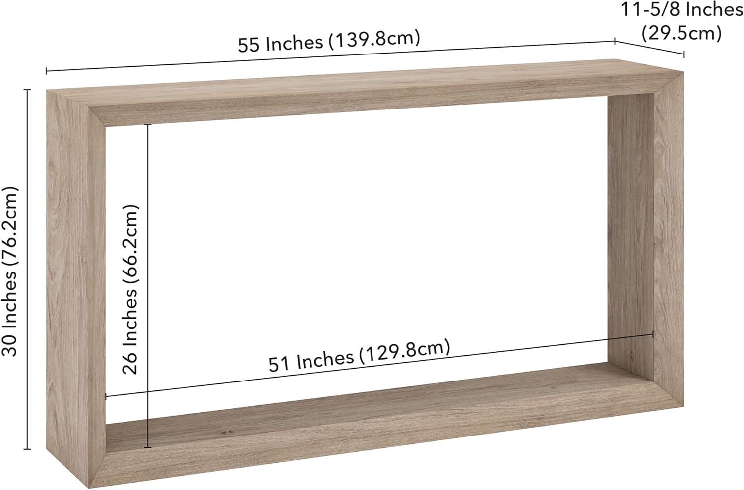 Evelyn&Zoe Osmond 55" Wide Rectangular Console Table, Antiqued Gray Oak