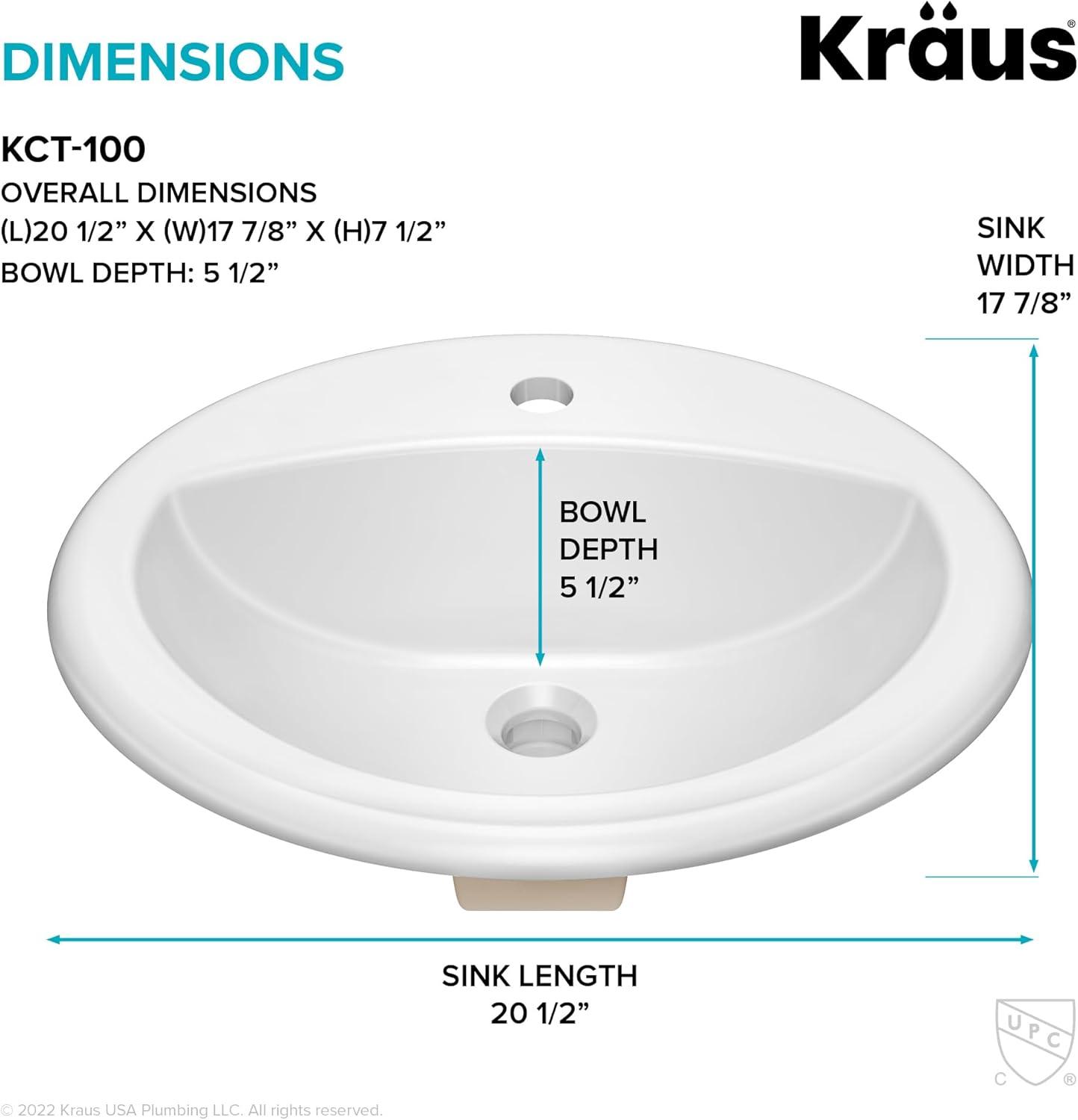 KRAUS Elavo. Rectangular Porcelain Ceramic Undermount Bathroom Sink In White With Overflow Drain, KCU-242