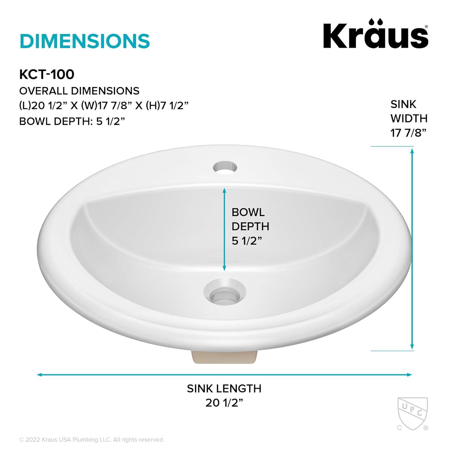KRAUS Elavo. Rectangular Porcelain Ceramic Undermount Bathroom Sink In White With Overflow Drain, KCU-242