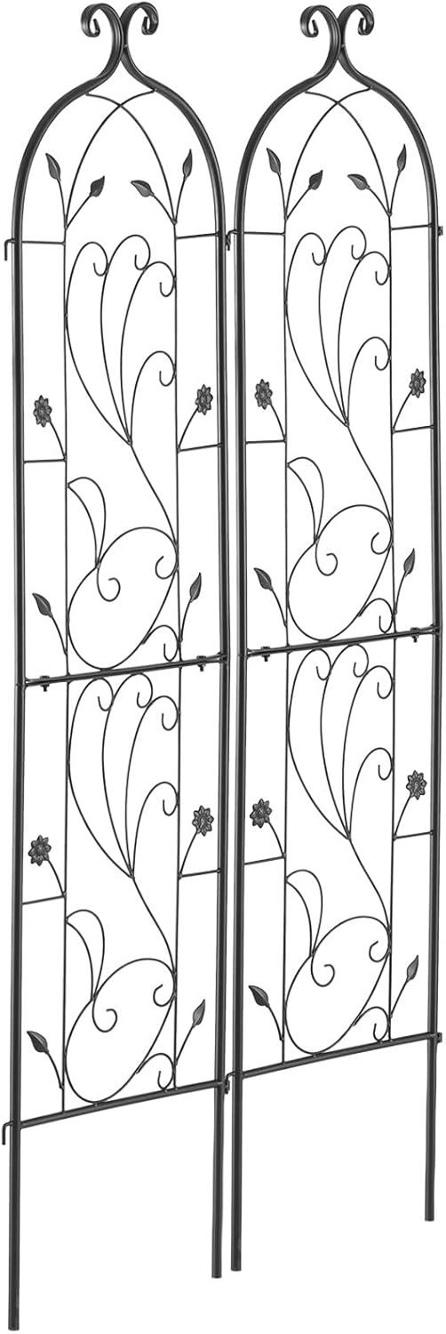 Garden Trellis for Climbing Plants, 60 x 15 in., 2 Packs Rustproof Metal Garden Flower Trellis, Climbing Rose Trellis