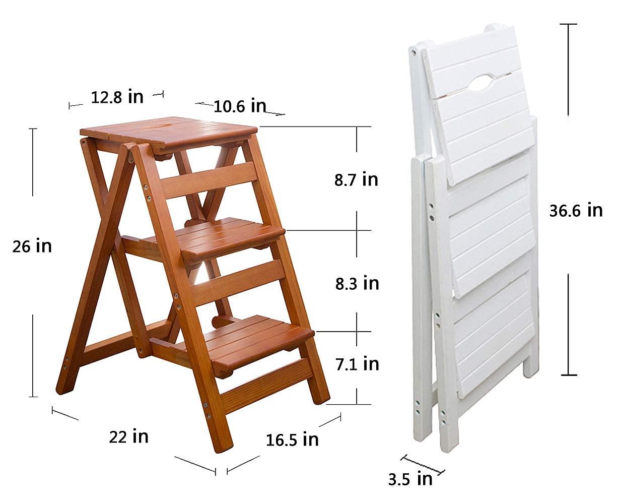 3 Step Folding Portable Wooden Step Stool