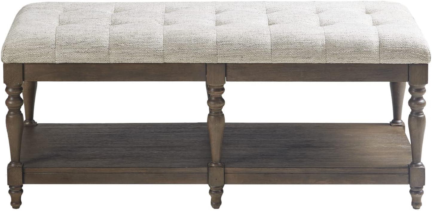 Martha Stewart Highland Tufted Accent Bench with Shelf