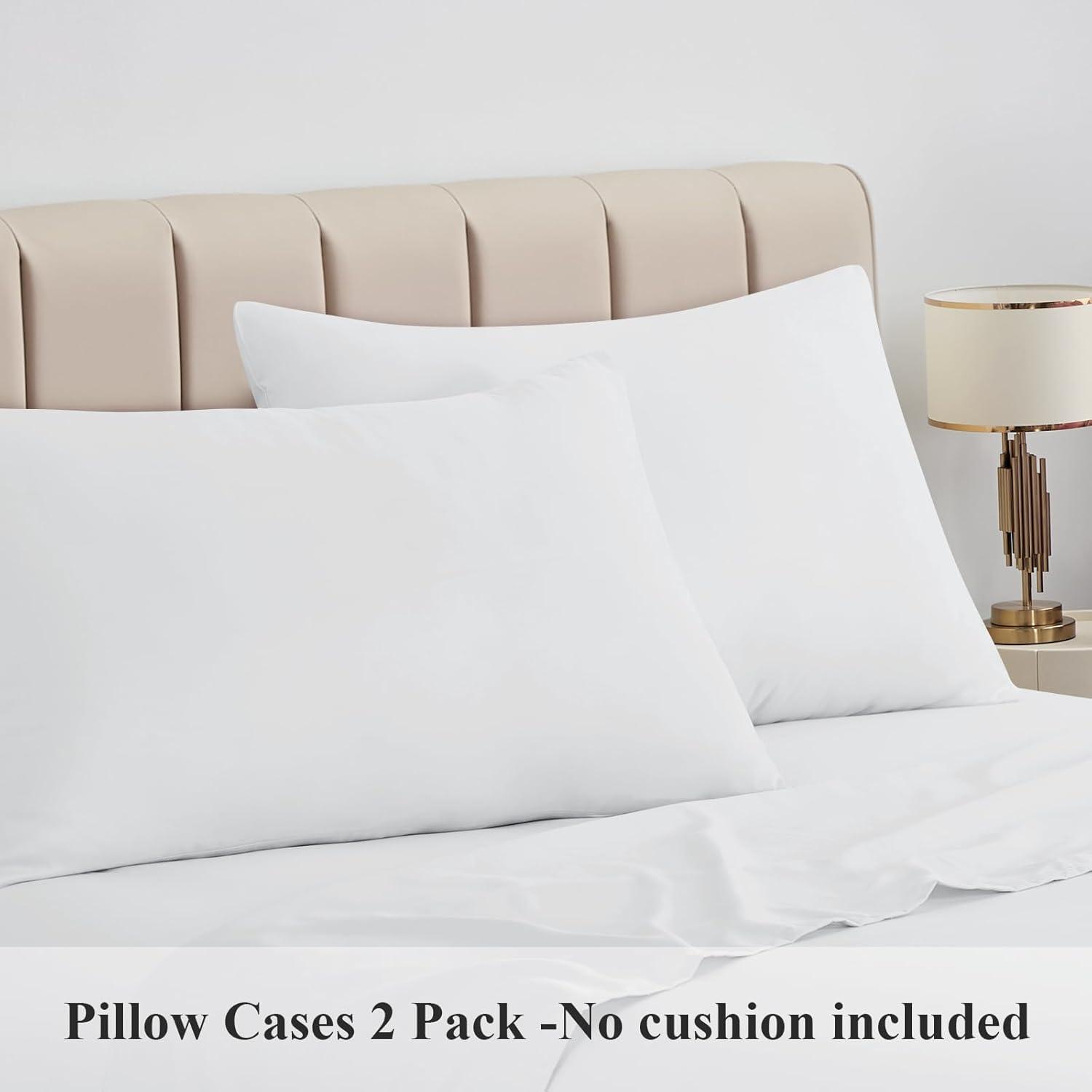 Queen Size Pillow Cases Set of 2 - White Queen Pillowcase 2 Pack with Envelope Closure, Soft Brushed Microfiber Bed Pillow Case Cover, 20x30 inches White Queen (20" x 30")